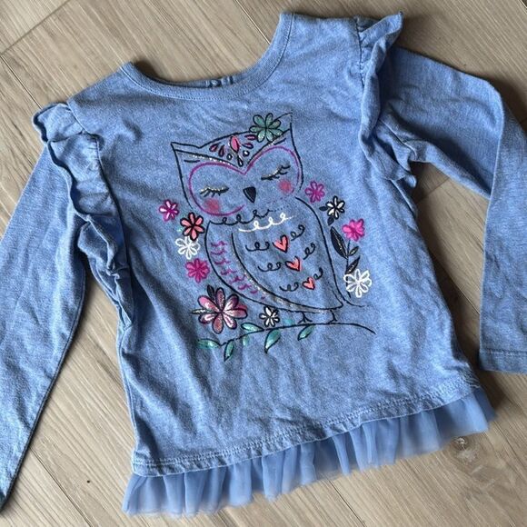 Little Lass Boho Hippie Tops, Patchwork, Owl Size 4T - Picture 5 of 6